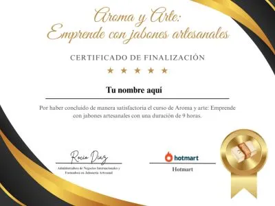 Certificado de Aroma y Arte Emprende con jabones arttesanames 1