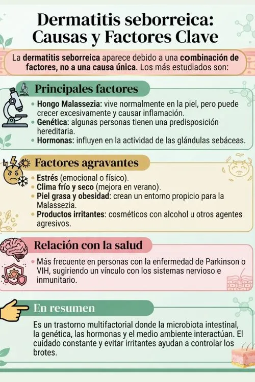 infografía de causas y factores claves de Dermatitis Seborreica