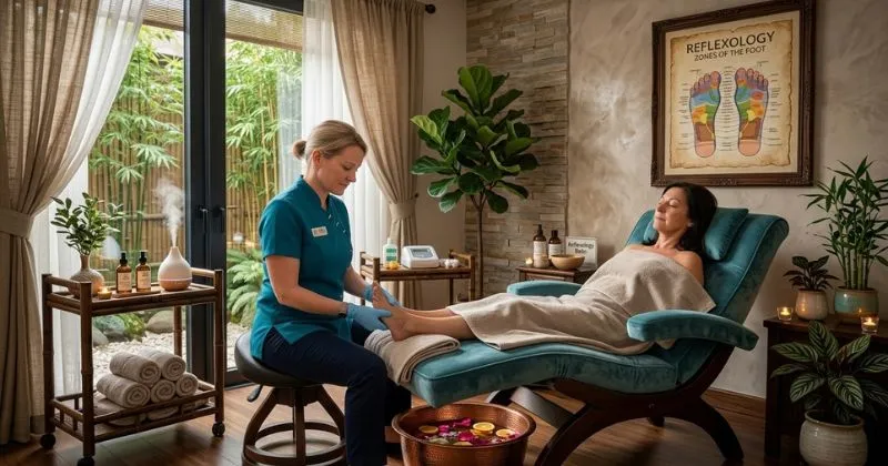 Reflexología podal y manual en un spa