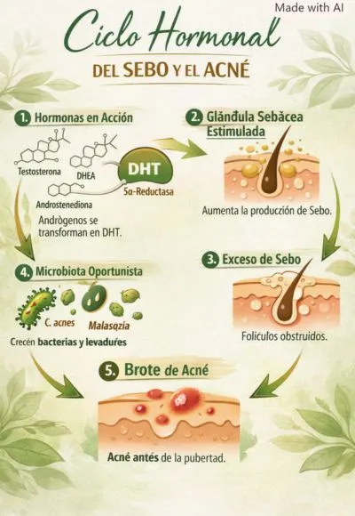 Acné y seborrea y el ciclo hormonal